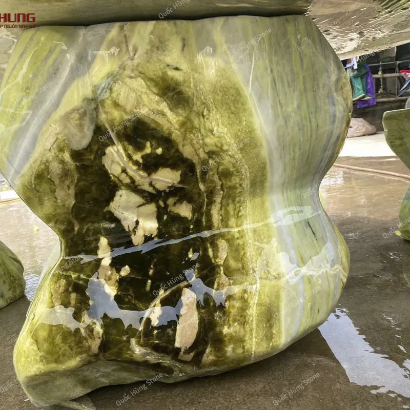 Bộ Bàn Ghế Đá Serpentine Tự Nhiên Chân Kê