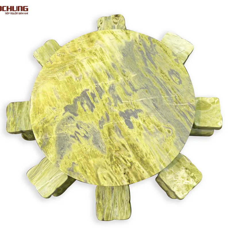Bộ Bàn Ghế Đá Serpentine Tự Nhiên Chân Kê