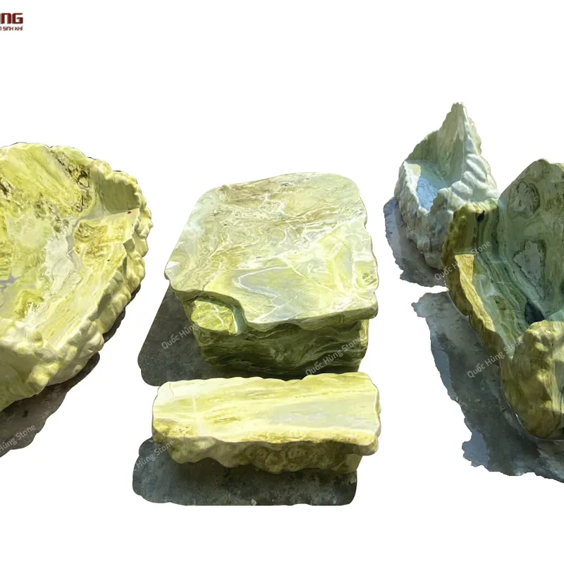Bộ Bàn Ghế Đá Nguyên Khối Đá Serpentine 