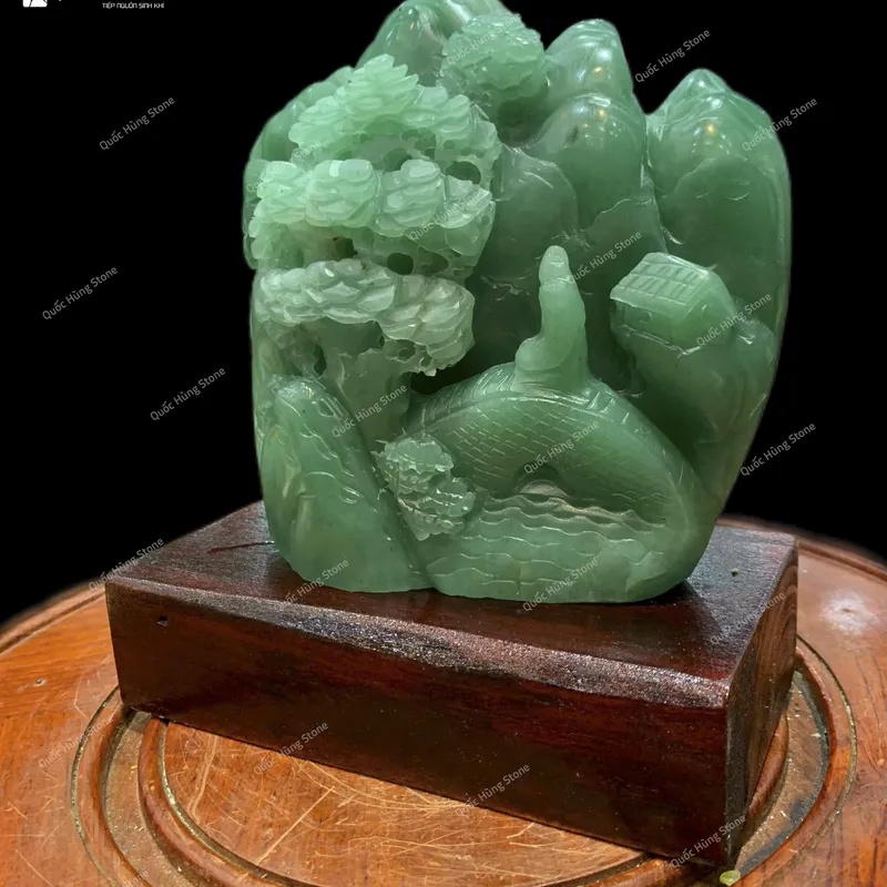 Tác Phẩm Bồng Lai Tiên Cảnh Thạch Anh Xanh KT 16x15cm