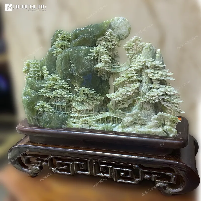 Tác Phẩm Bồng Lai Tiên Cảnh Ngọc Serpentine  33x21cm