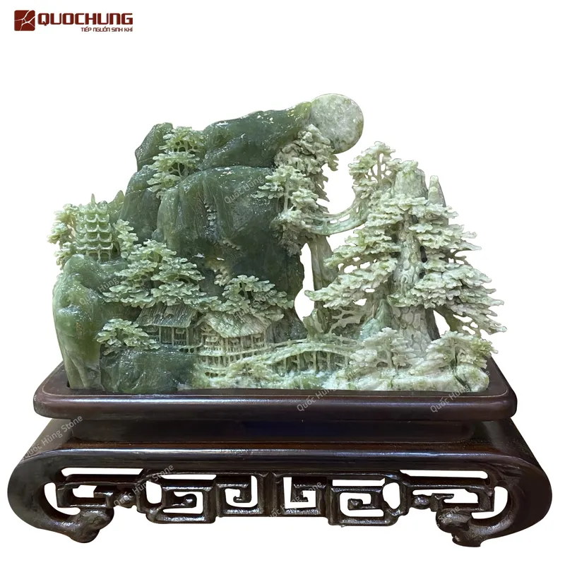 Tác Phẩm Bồng Lai Tiên Cảnh Ngọc Serpentine  33x21cm