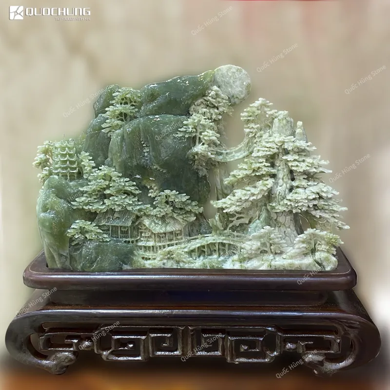 Tác Phẩm Bồng Lai Tiên Cảnh Ngọc Serpentine  33x21cm