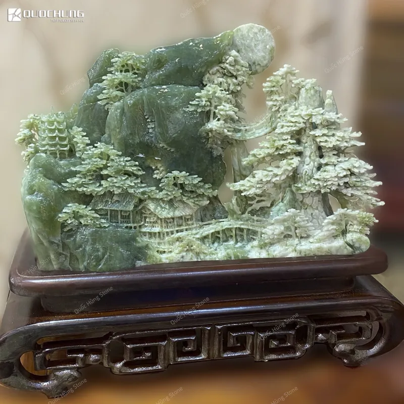 Tác Phẩm Bồng Lai Tiên Cảnh Ngọc Serpentine  33x21cm