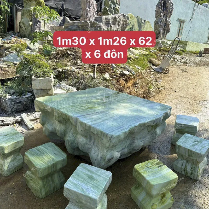 Bàn Ghế Đá Tự Nhiên Nguyên Khối