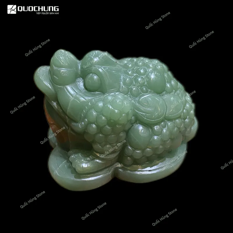 Thiềm Thừ Thu Hút Tài Lộc Thạch Anh Xanh 16x11x11cm