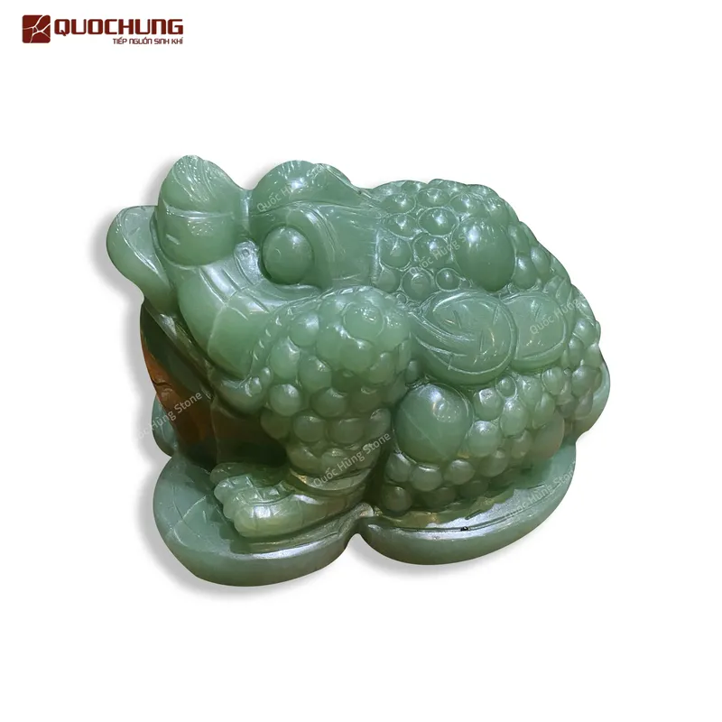 Thiềm Thừ Thu Hút Tài Lộc Thạch Anh Xanh 16x11x11cm