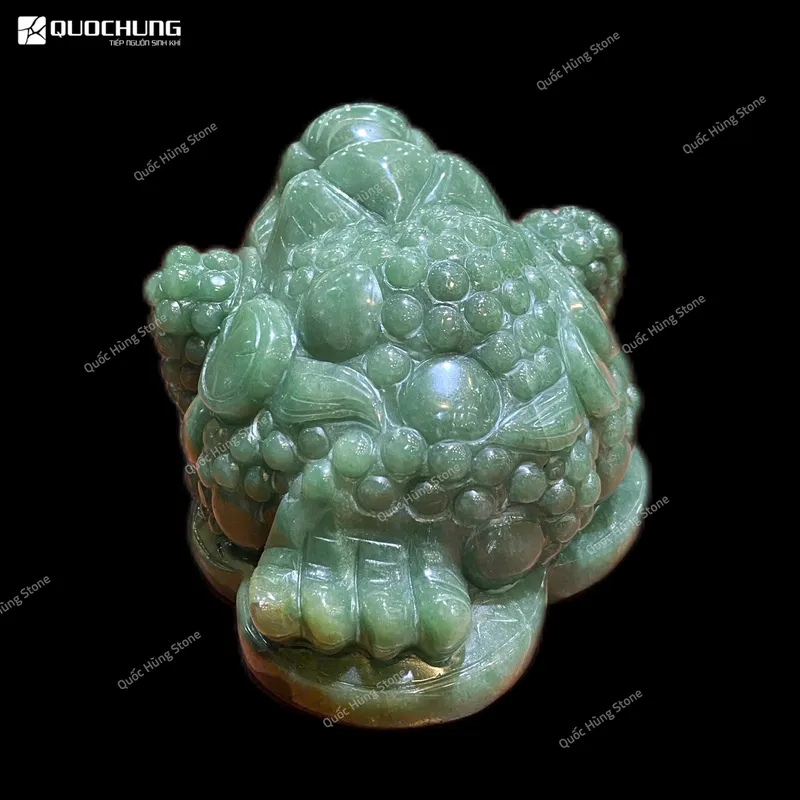 Thiềm Thừ Thu Hút Tài Lộc Thạch Anh Xanh 15x12x10cm