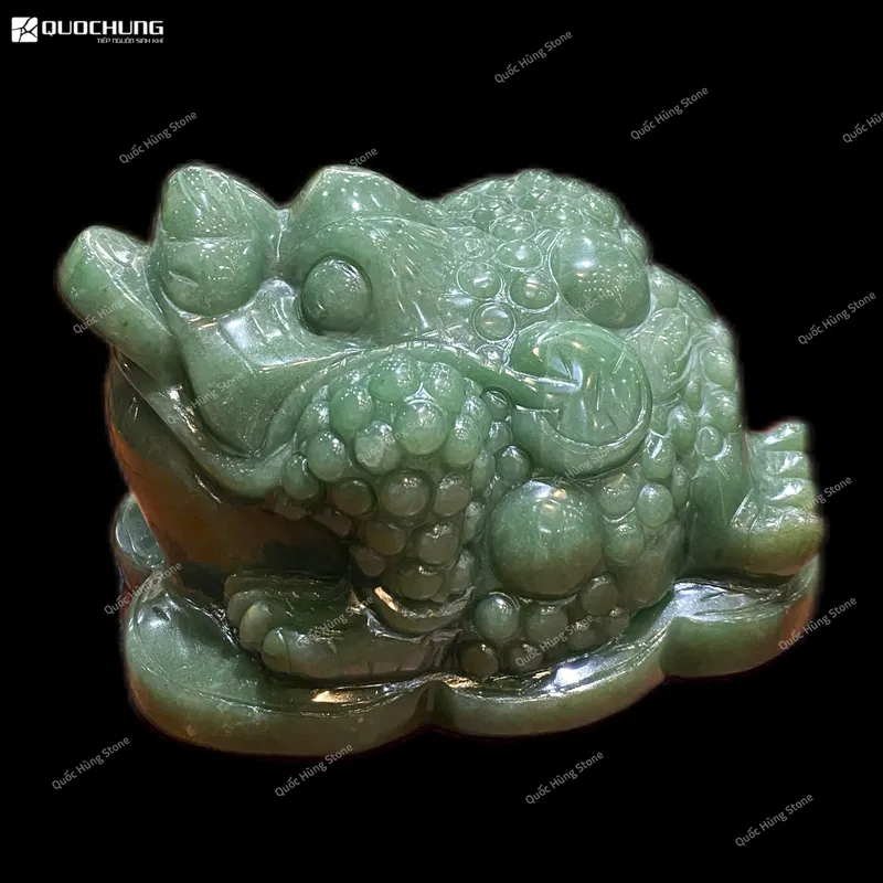 Thiềm Thừ Thu Hút Tài Lộc Thạch Anh Xanh 15x12x10cm