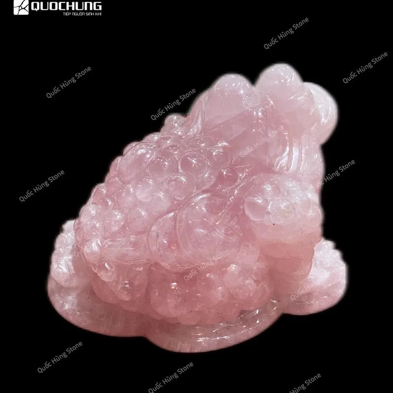 Thiềm Thừ Thu Hút Tài Lộc Thạch Anh Hồng 13x9,5x9cm