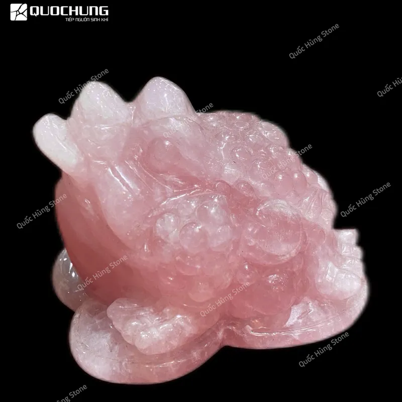 Thiềm Thừ Thu Hút Tài Lộc Thạch Anh Hồng 13x9,5x9cm