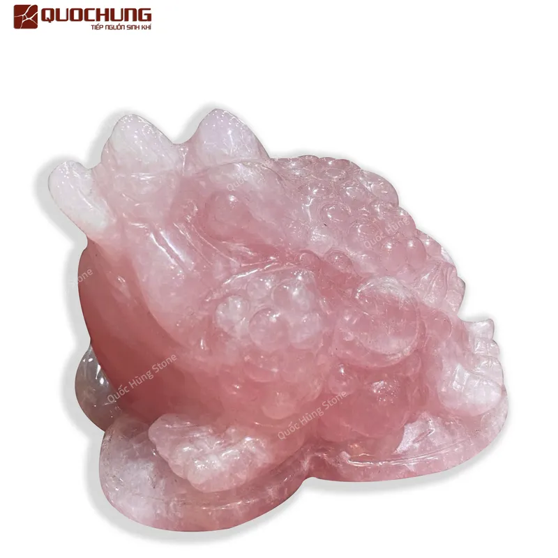 Thiềm Thừ Thu Hút Tài Lộc Thạch Anh Hồng 13x9,5x9cm