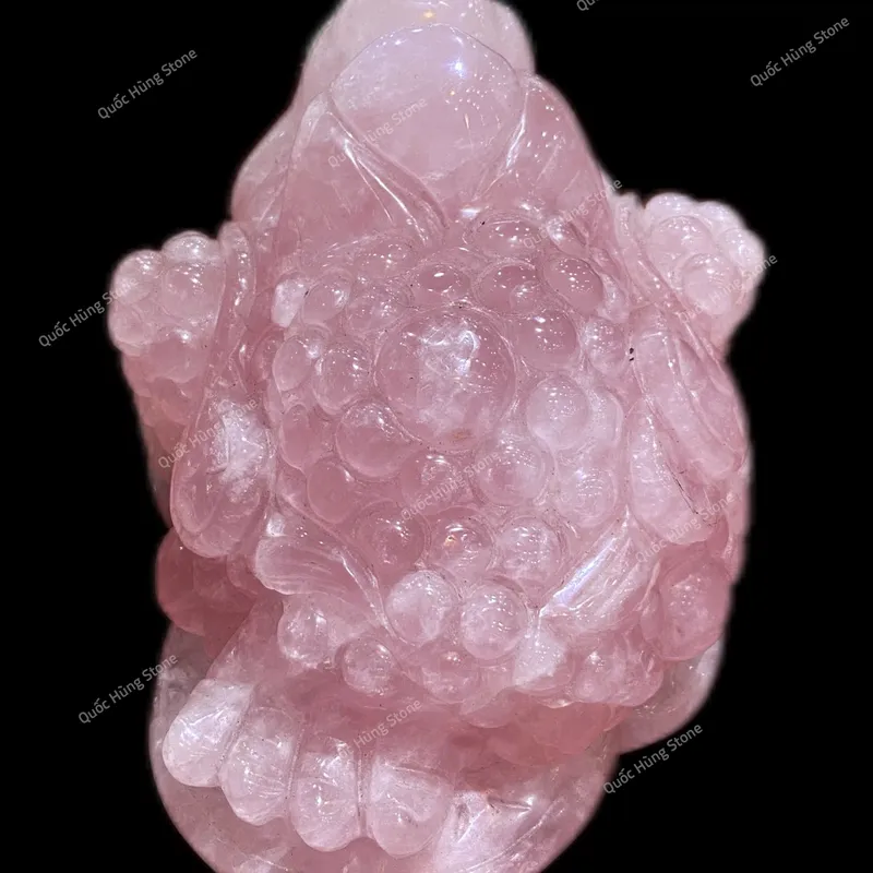 Thiềm Thừ Thu Hút Tài Lộc Thạch Anh Hồng 13x9,5x9cm