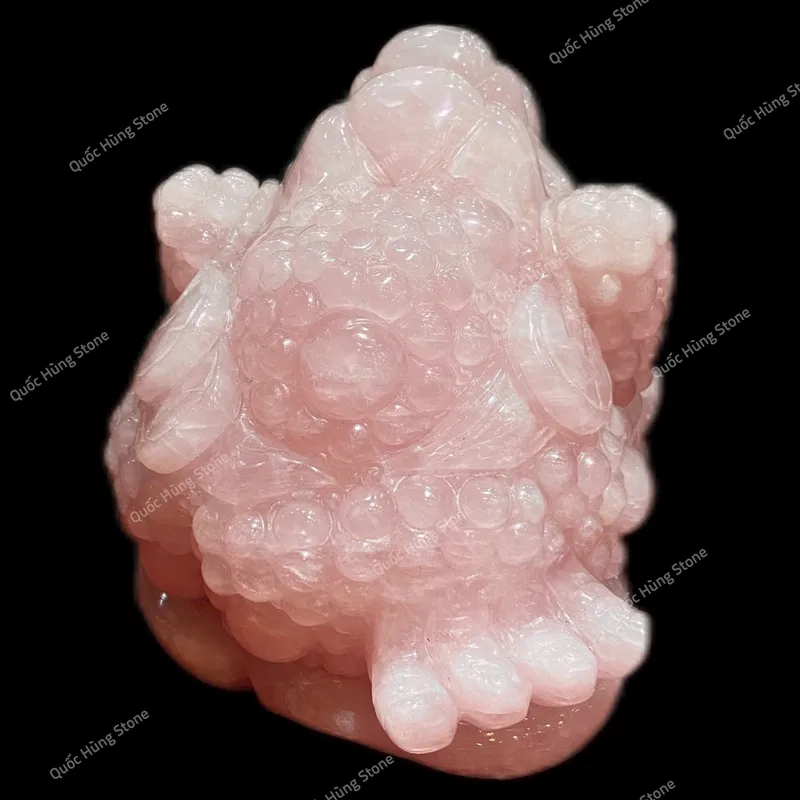 Thiềm Thừ Thu Hút Tài Lộc Thạch Anh Hồng 17x11x12cm