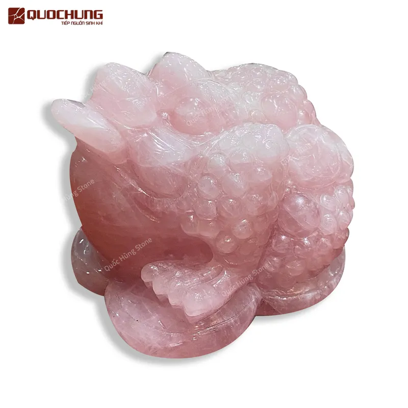 Thiềm Thừ Thu Hút Tài Lộc Thạch Anh Hồng 17x11x12cm