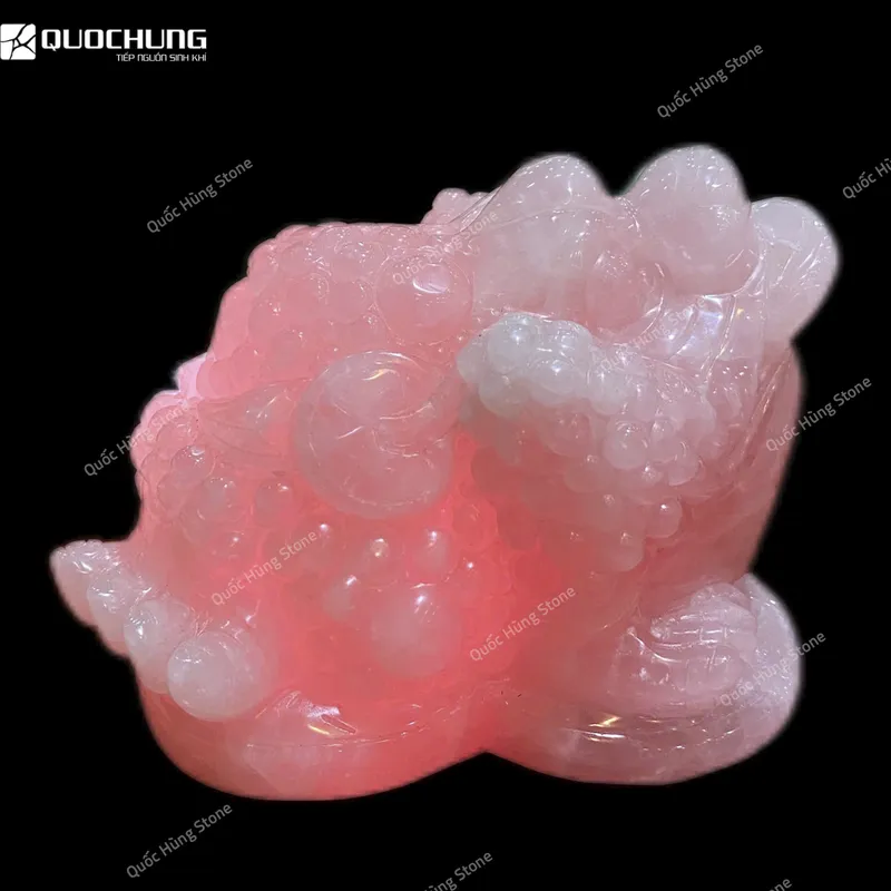 Thiềm Thừ Thu Hút Tài Lộc Thạch Anh Hồng 17x11x12cm