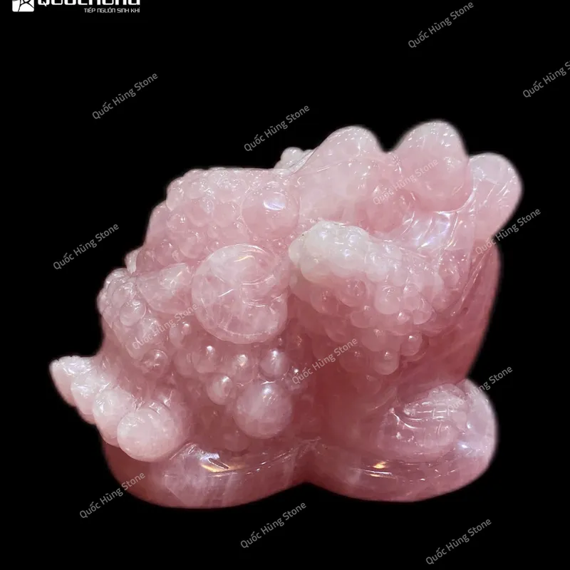 Thiềm Thừ Thu Hút Tài Lộc Thạch Anh Hồng 17x11x12cm