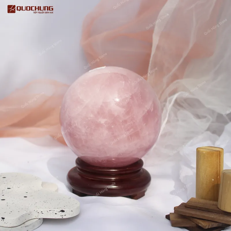 Quả Cầu Đá Thạch Anh Hồng 2,93kg