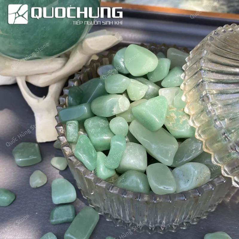 Đá Vụn Thạch Anh Xanh Mài Bóng