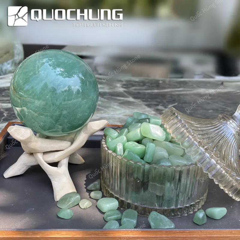 Đá Vụn Thạch Anh Xanh Mài Bóng