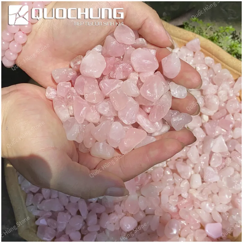 Đá Vụn Thạch Anh Hồng Mài Bóng