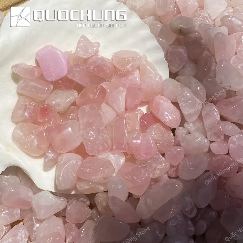 Đá Vụn Thạch Anh Hồng Mài Bóng