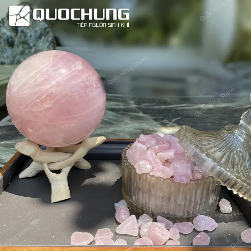 Đá Vụn Thạch Anh Hồng Mài Bóng