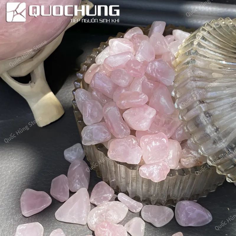 Đá Vụn Thạch Anh Hồng Mài Bóng