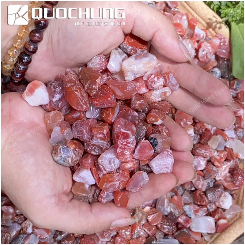 Đá Vụn Mã Não Đỏ Mài Bóng