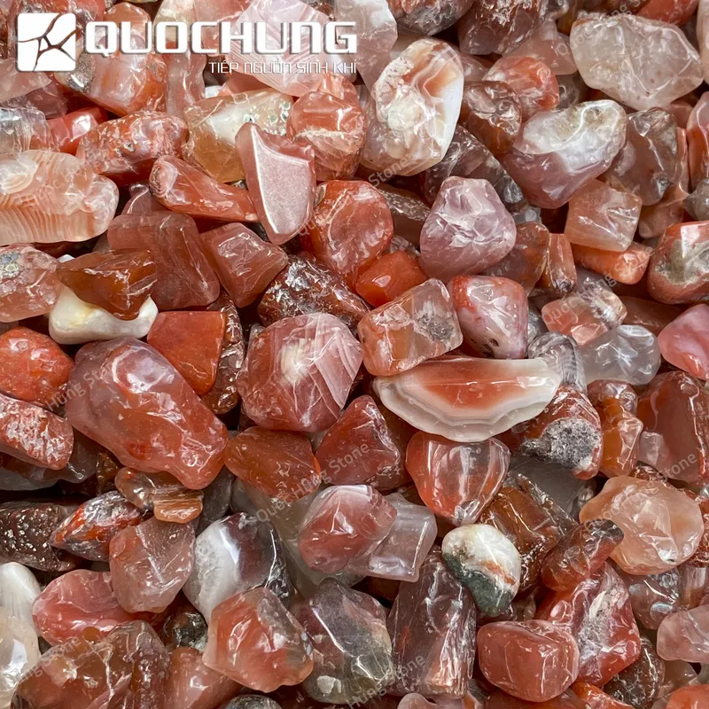 Đá Vụn Mã Não Đỏ Mài Bóng