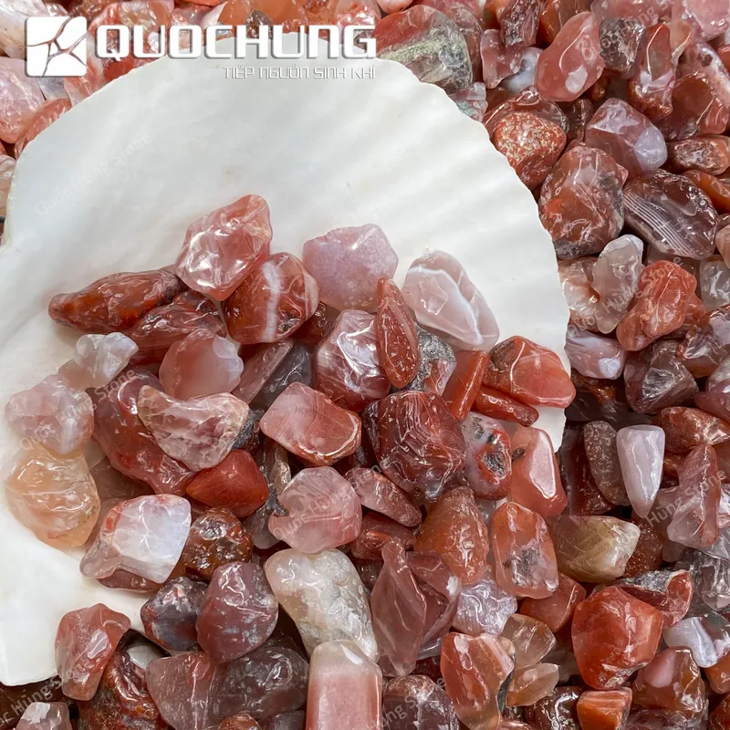 Đá Vụn Mã Não Đỏ Mài Bóng