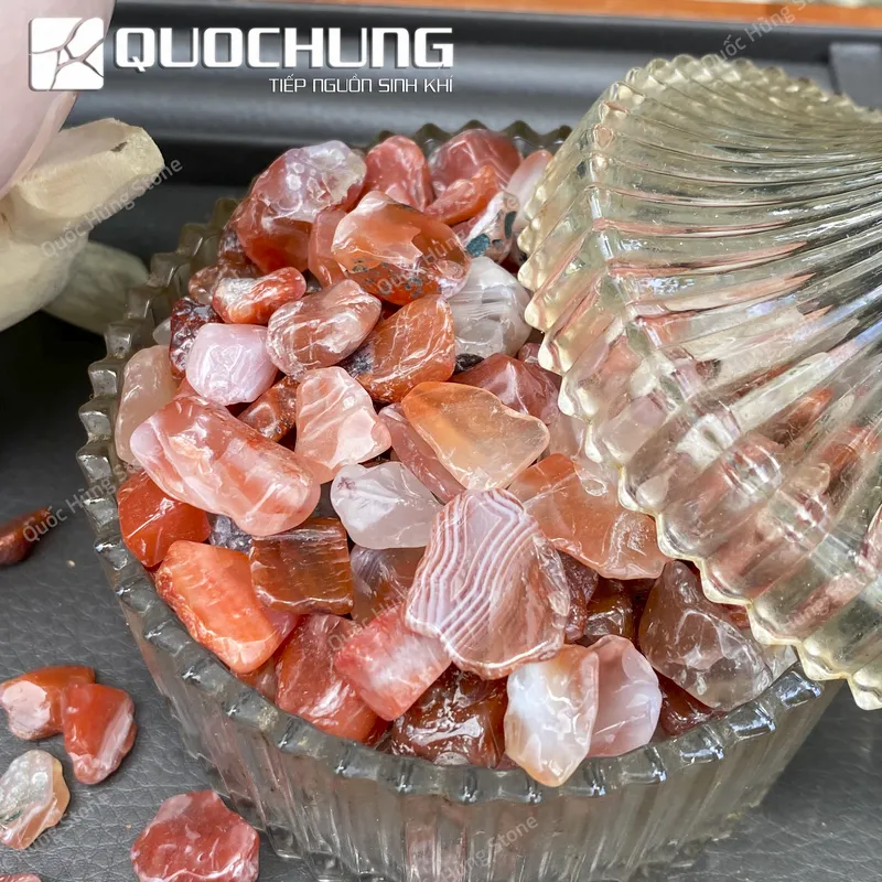 Đá Vụn Mã Não Đỏ Mài Bóng