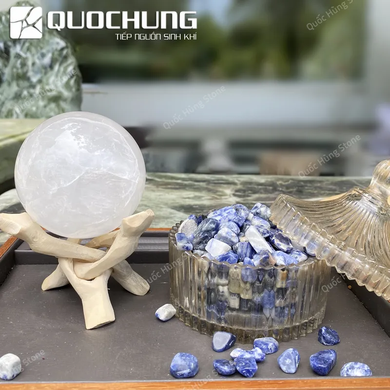 Đá Vụn Lapis Lazuli Xanh Mài Bóng