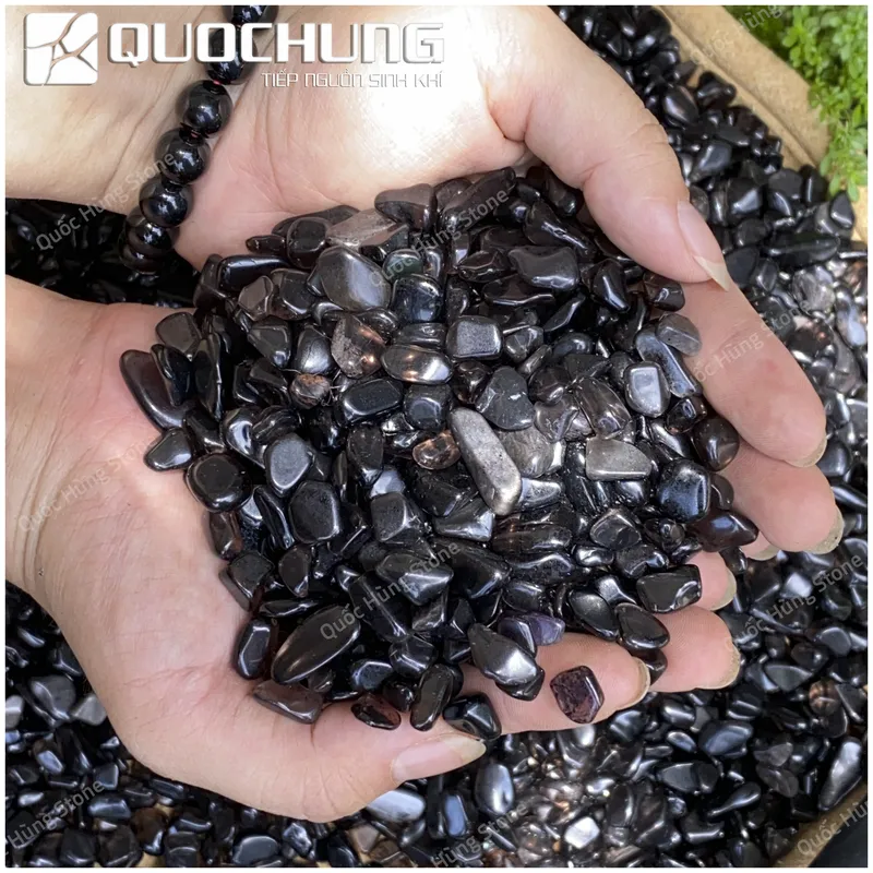 Đá Vụn Thạch Anh Đen Mài Bóng