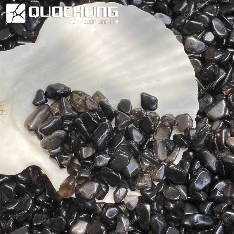 Đá Vụn Thạch Anh Đen Mài Bóng