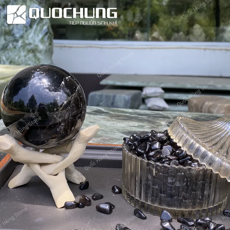 Đá Vụn Thạch Anh Đen Mài Bóng