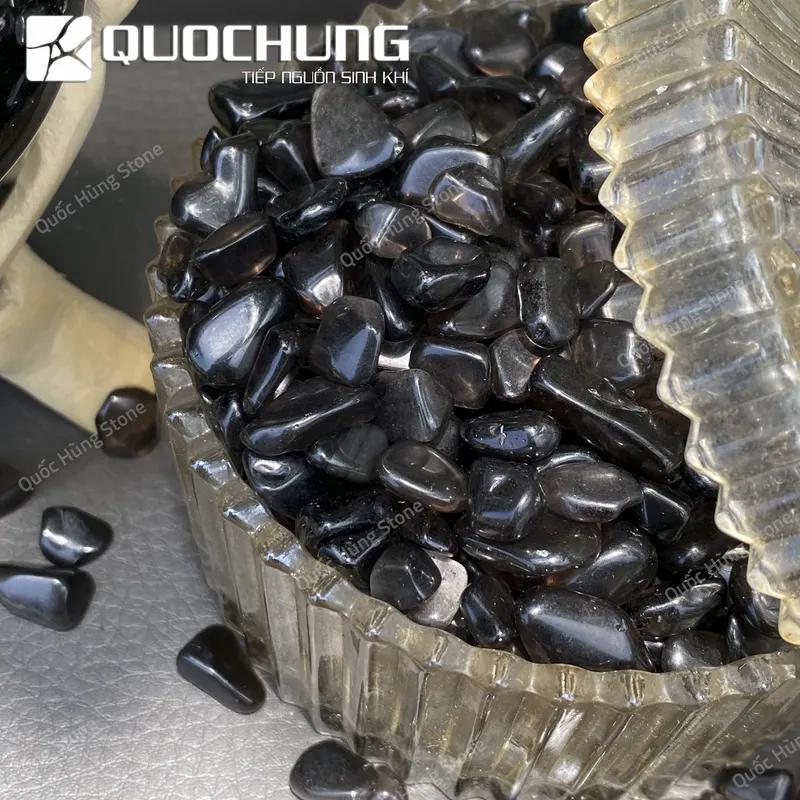 Đá Vụn Thạch Anh Đen Mài Bóng