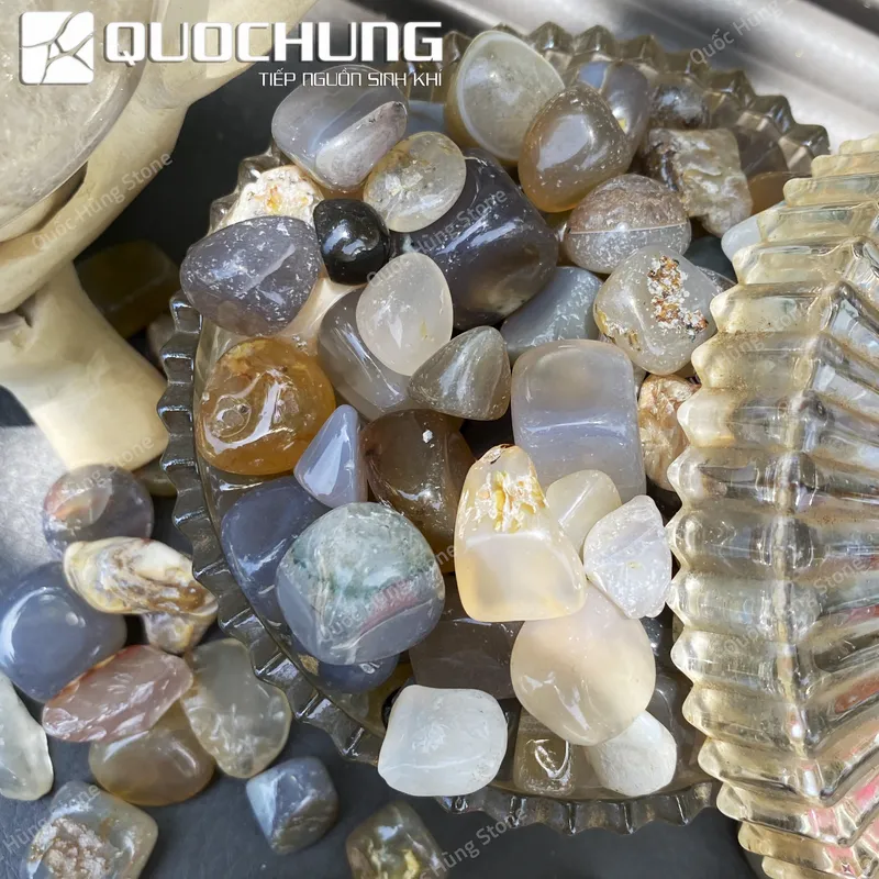 Đá Vụn Mã Não Khoai Môn Mài Bóng