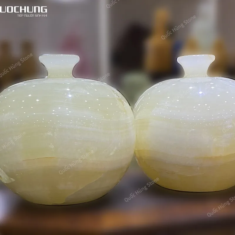 Cặp Lục Bình Ngọc Onyx - 22x22cm