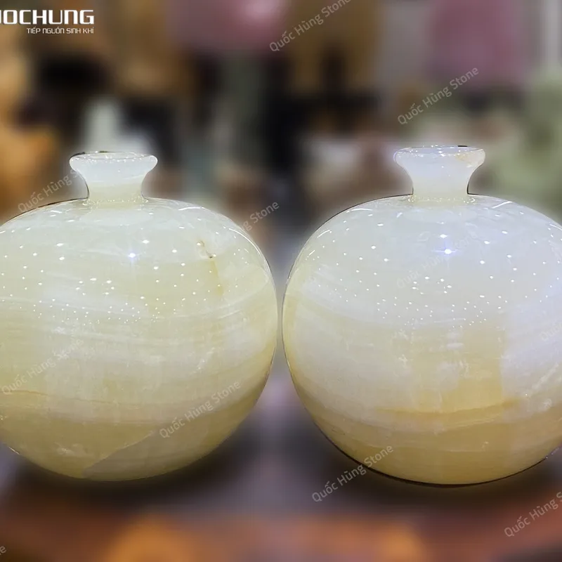 Cặp Lục Bình Ngọc Onyx - 22x22cm