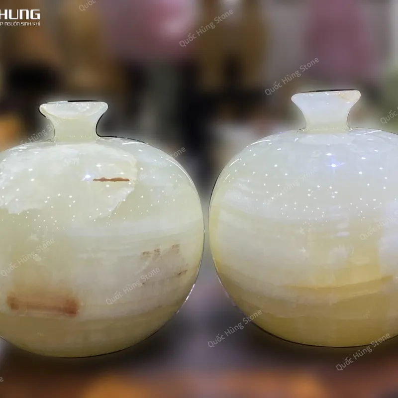 Cặp Lục Bình Ngọc Onyx - 22x22cm