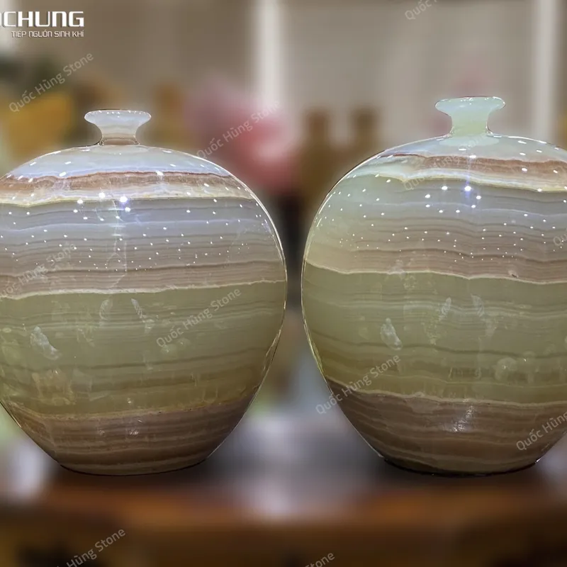 Cặp Lục Bình Ngọc Onyx 25x21cm