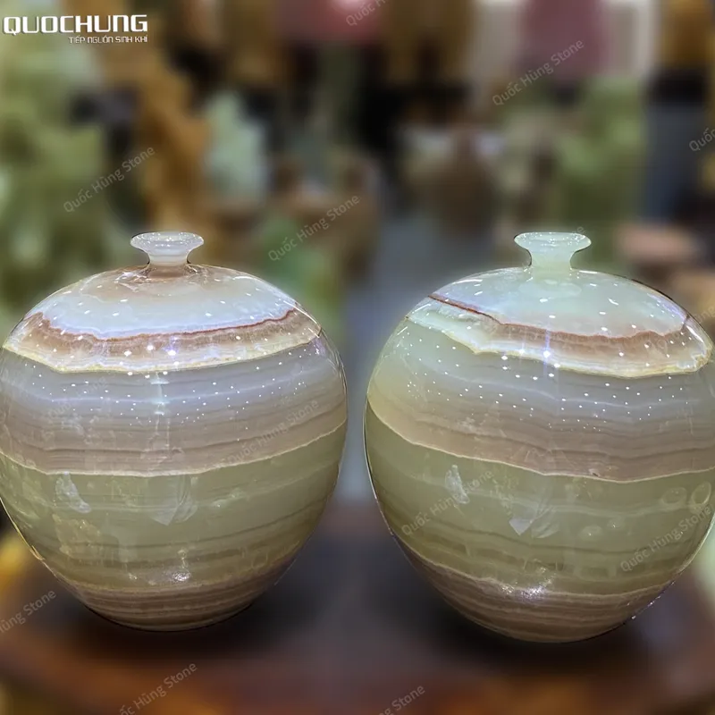 Cặp Lục Bình Ngọc Onyx 25x21cm