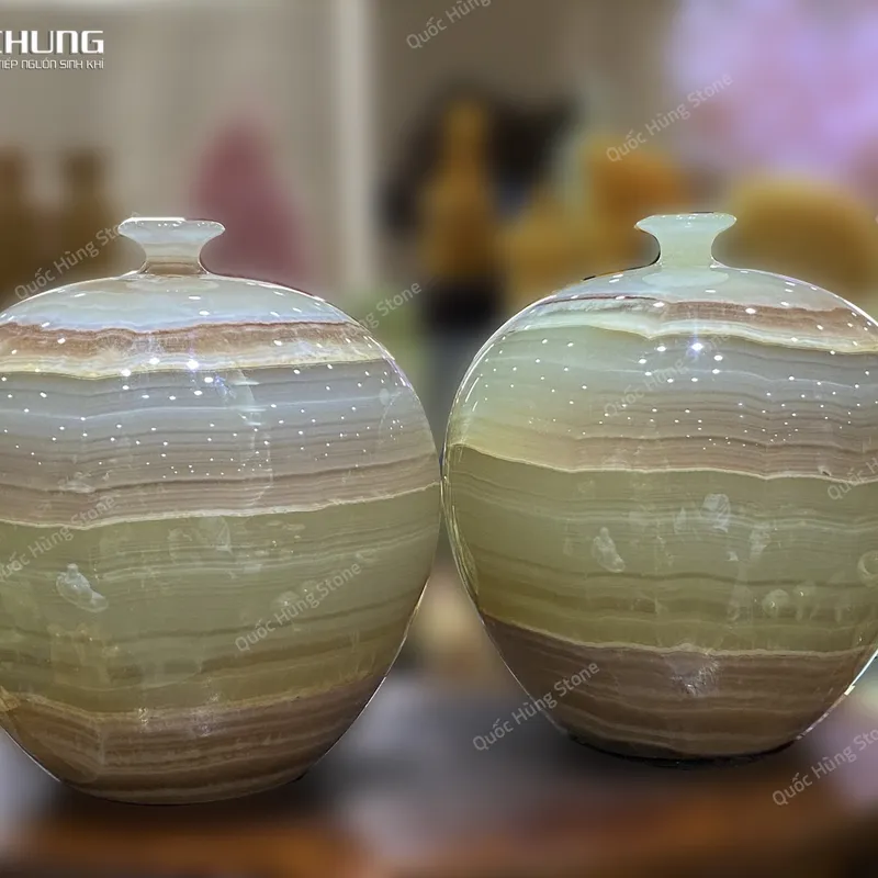 Cặp Lục Bình Ngọc Onyx 25x21cm