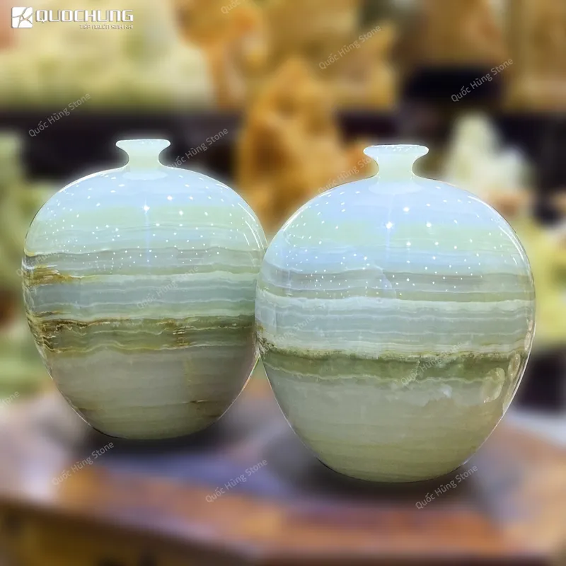 Cặp Lục Bình Ngọc Onyx - 22x18cm