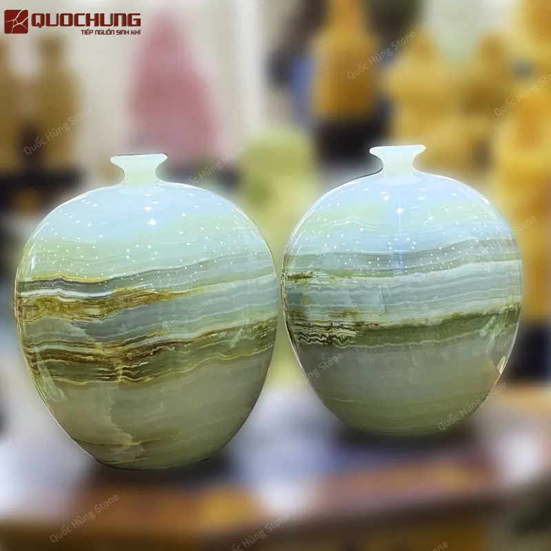 Cặp Lục Bình Ngọc Onyx - 22x18cm