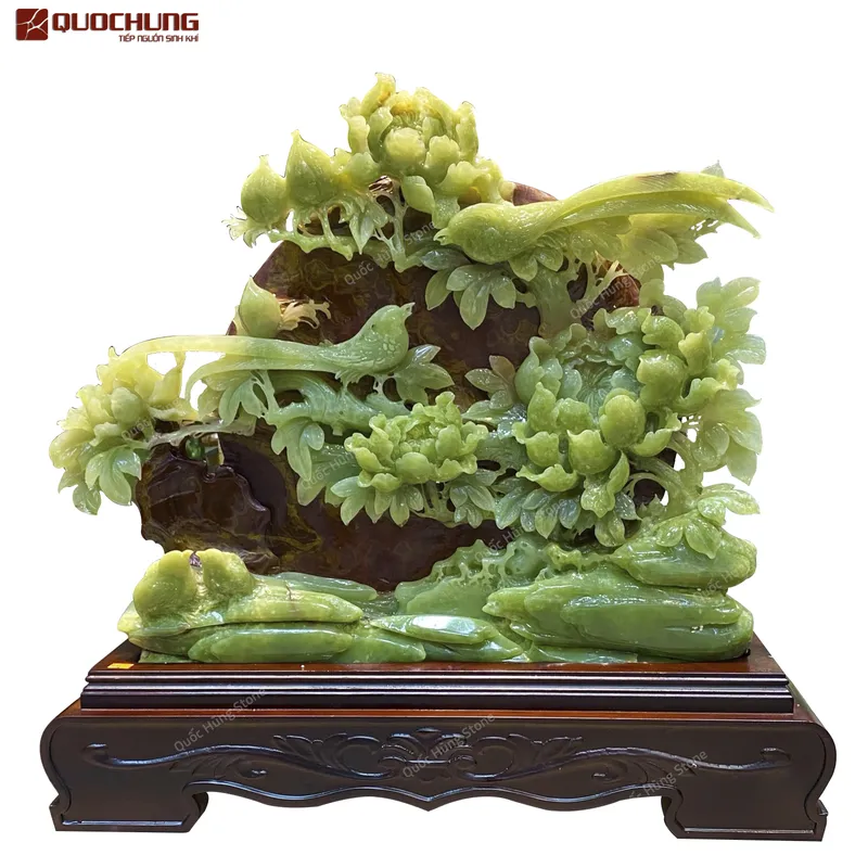 Tác Phẩm Mẫu Đơn Uyên Ương Ngọc Onyx - 68x53cm