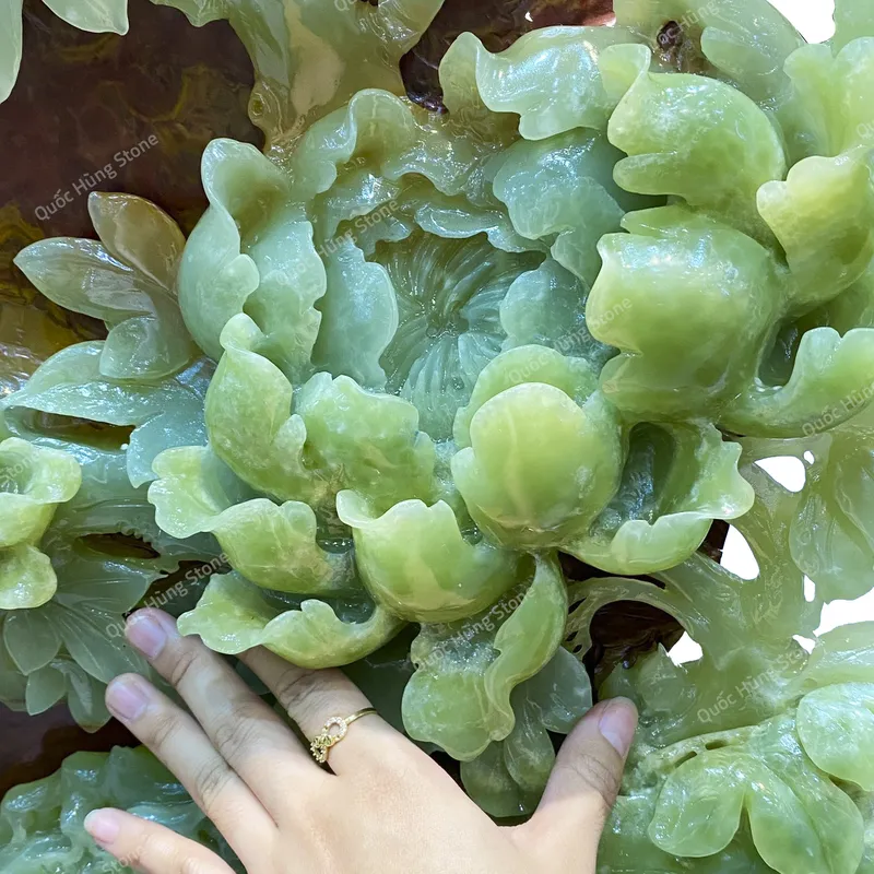 Tác Phẩm Mẫu Đơn Uyên Ương Ngọc Onyx - 68x53cm