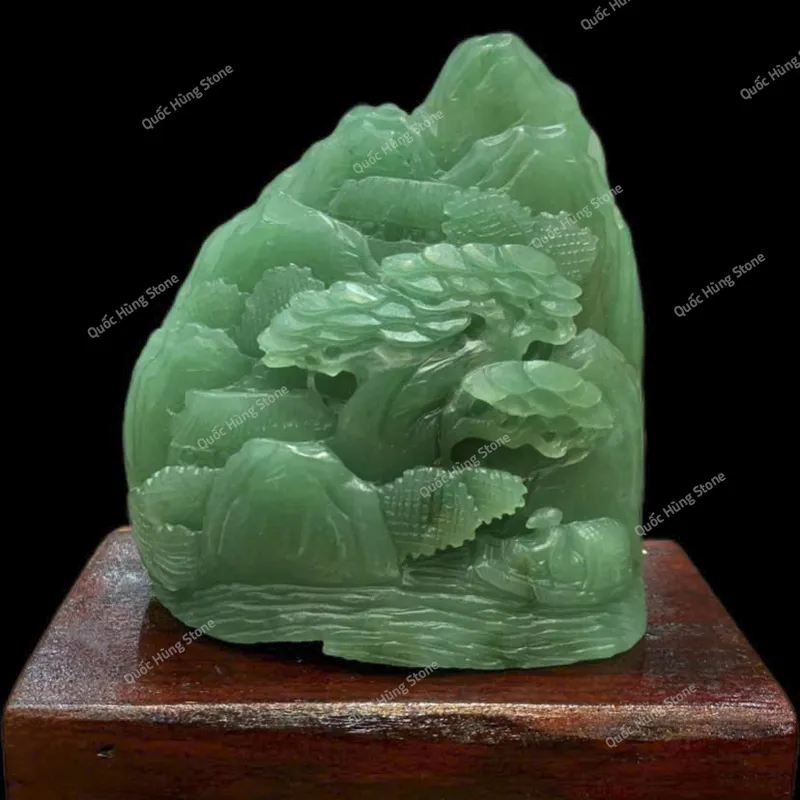 Tác Phẩm Phong Cảnh Hữu Tình Thạch Anh Xanh 14x13cm