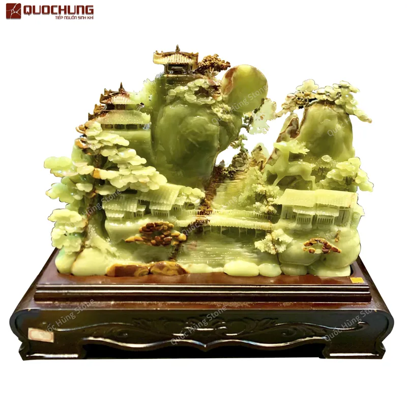 Tác Phẩm Chốn Bồng Lai Tiên Cảnh Ngọc Onyx Xanh - 58x42cm